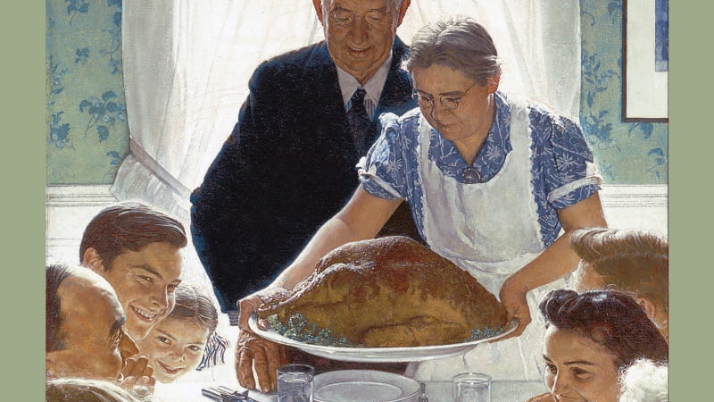 Norman Rockwell's Freedom From Want, originally published in the Saturday Evening Post and inspired by FDR's 1941 State of the Union Address.